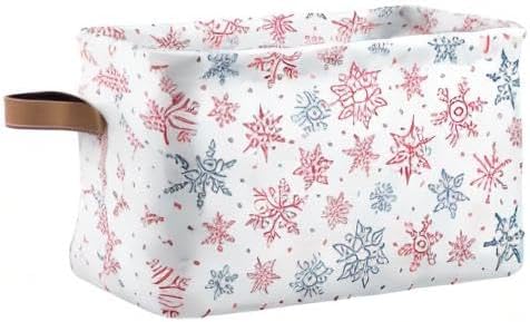 Bolaz Christmas Snowflakes Storage Basket,Large Storage Bin Fabric Collapsible Organizer Bag with Handles 15x11x9.5 inch-NeatNest