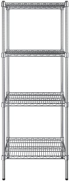 21" x 24" NSF Chrome 4-Shelf Kit with 64" Posts, Heavy Duty Storage Shelving, Wire Shelving Kit, NSF Commercial Storage Rack Unit