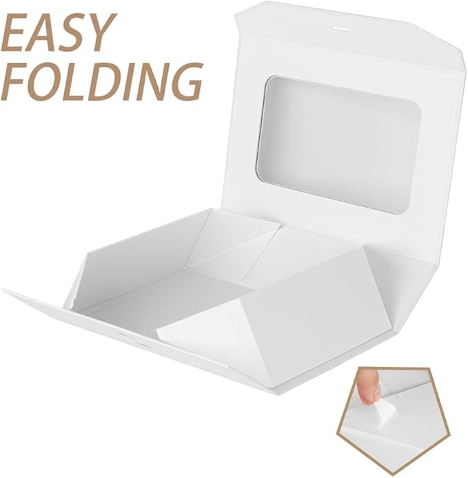 3 Pcs White Extra Large Gift Box for Presents with Ribbon 16.5x13x5.3 Inches Clear Gift Box with Window Magnetic Closure Gift Boxes with Lids-NeatNest