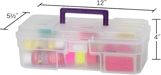 Akro-Mils 12-Inch ProBox Plastic Art Supply, Hobby or Craft Storage Toolbox, Model 09912CLPUR, (12-Inch x 5-1/2-Inch x 4-Inch), Clear, 6-Pack-NeatNest