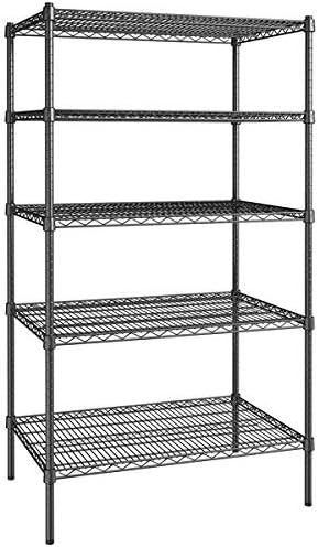24" x 36" NSF Black Epoxy 5-Shelf Kit with 72" Posts, Commercial Storage Rack Unit, Heavy Duty Storage Shelving, Wire Shelving Kit, Adjustable Rack Strong Steel, Multipurpose Wire Shelf