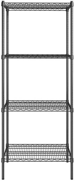 21" x 30" NSF Black Epoxy 4-Shelf Kit with 74" Posts, Heavy Duty Storage Shelving, Wire Shelving Kit, NSF Commercial Storage Rack Unit