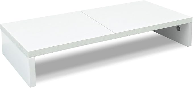 TEAMIX 20 inch White Monitor Stand Riser, Wood Desktop Stand for PC/TV/Laptop/Printer, White Monitor Riser with Storage, Computer Stand with Keyboard Organizer-NeatNest