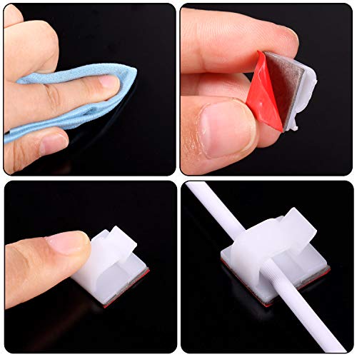 Blulu 100 Pcs Adhesive Cable Clips Bulk Wire Holder for Cord Organizer Clips Cable Management Outdoor Light Hooks for Christmas Wall String Lights Fairy Lights-NeatNest