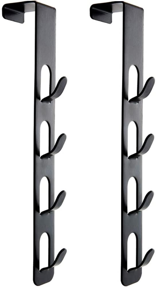 2 Pack Black Coat Hooks, 4 Layers Metal Hats Hanger, Strong Vertical Black Coat Hook, Over Door Rack for Hanging Bags Jams Scarf Keys and More.
