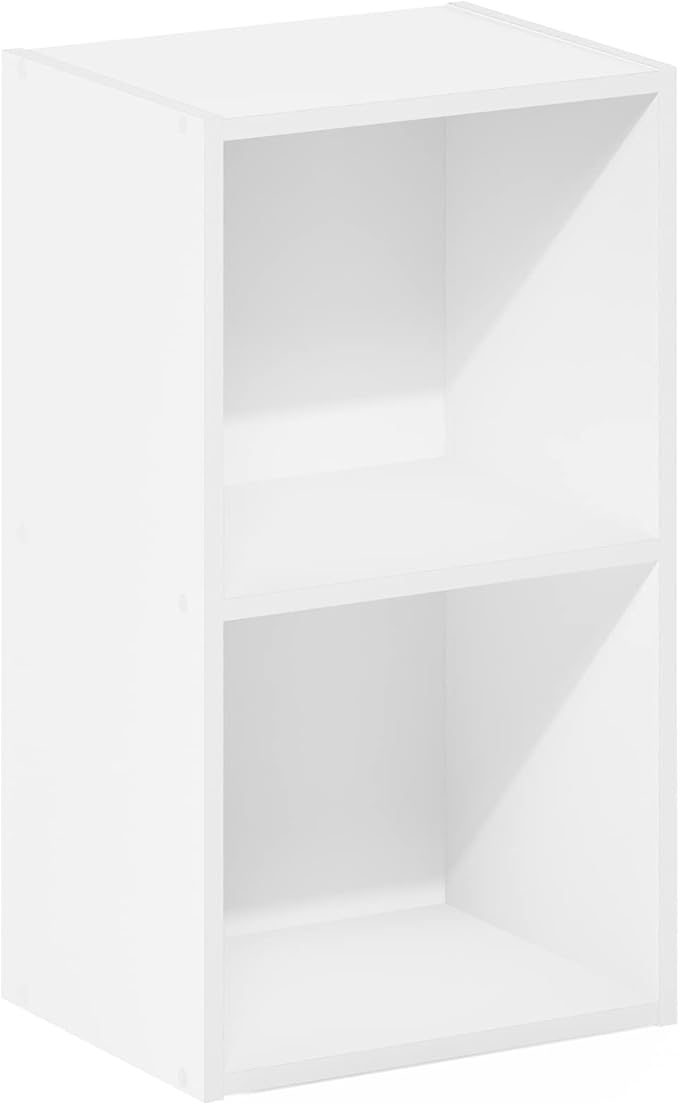 Furinno Luder Bookcase / Book / Storage, 2-Tier Cube, White-NeatNest