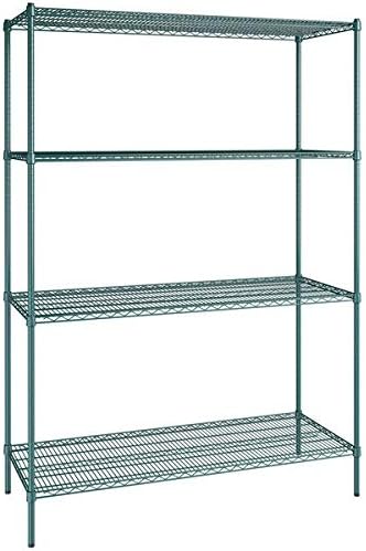 24" x 60" NSF Green Epoxy 4-Shelf Kit with 86" Posts, Heavy Duty Storage Shelving, Wire Shelving Kit, NSF Commercial Storage Rack Unit