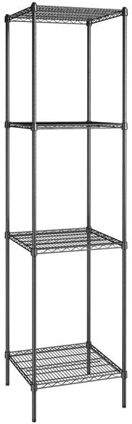 24" x 24" NSF Black Epoxy 4-Shelf Kit with 96" Posts, Heavy Duty Storage Shelving, Wire Shelving Kit, NSF Commercial Storage Rack Unit