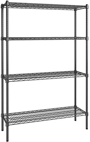 14" x 42" NSF Black Epoxy 4-Shelf Kit with 64" Posts, Heavy Duty Storage Shelving, Wire Shelving Kit, NSF Commercial Storage Rack Unit