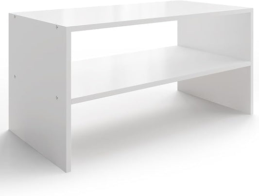 2-Tier Stackable White Shoe Rack, Wooden 2-Shelf Shoe Organizer Freestanding Shoe Storage Stand for 6-9 Pairs, Perfect for Closet, Entryway, Office Use - Modern White-NeatNest