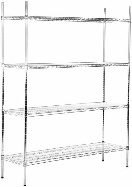 18" x 60" NSF Chrome 4-Shelf Kit with 74" Posts, Heavy Duty Storage Shelving, Wire Shelving Kit, NSF Commercial Storage Rack Unit