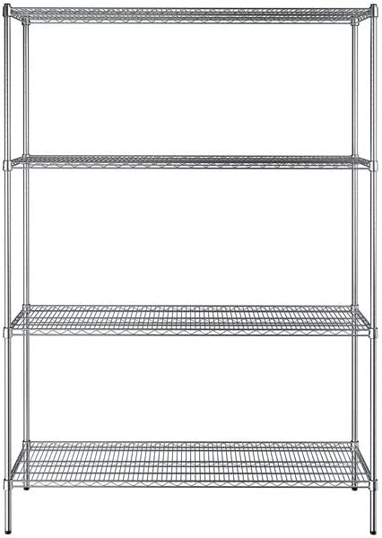 18" x 60" NSF Chrome 4-Shelf Kit with 86" Posts, Heavy Duty Storage Shelving, Wire Shelving Kit, NSF Commercial Storage Rack Unit