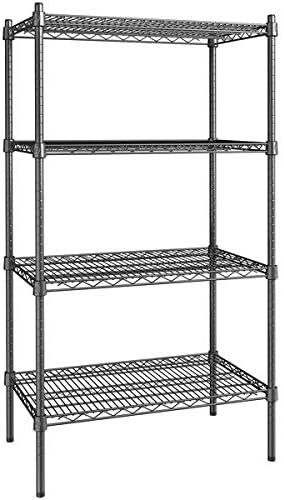 18" x 30" NSF Black Epoxy 4-Shelf Kit with 54" Posts, Heavy Duty Storage Shelving, Wire Shelving Kit, NSF Commercial Storage Rack Unit