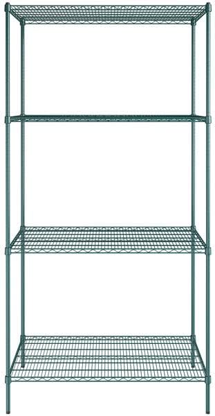 30" x 48" NSF Green Epoxy 4-Shelf Kit with 96" Posts, Heavy Duty Storage Shelving, Wire Shelving Kit, NSF Commercial Storage Rack Unit