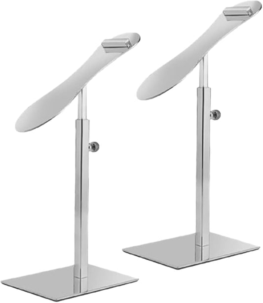 Shoe Display Stand Silver, Risers Stand Countertop Adjustable Shoe Rack Retail Supplies Stainless Steel Shoe Display, 2 Sets of Shoe Rack-NeatNest