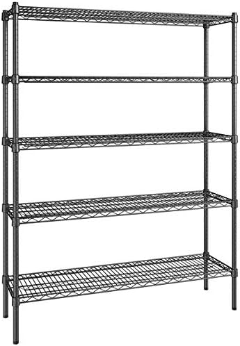 14" x 48" NSF Black Epoxy 5-Shelf Kit with 72" Posts, Commercial Storage Rack Unit, Heavy Duty Storage Shelving, Wire Shelving Kit, Adjustable Rack Strong Steel, Multipurpose Wire Shelf
