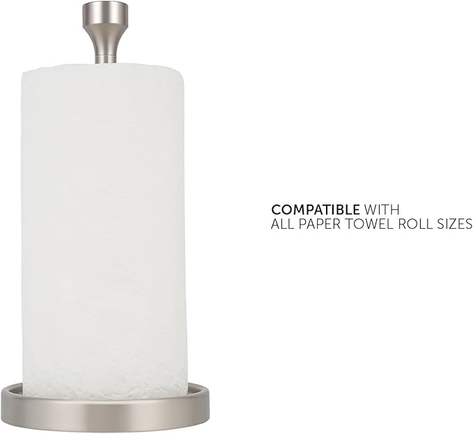 Ivilon Countertop Paper Towel Holder - Modern Bell End Minimalist Design - Color Brushed Nickel-NeatNest