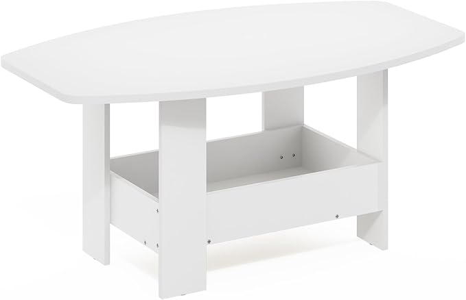 Furinno Simple Design Coffee Table with Storage Compartment, White-NeatNest