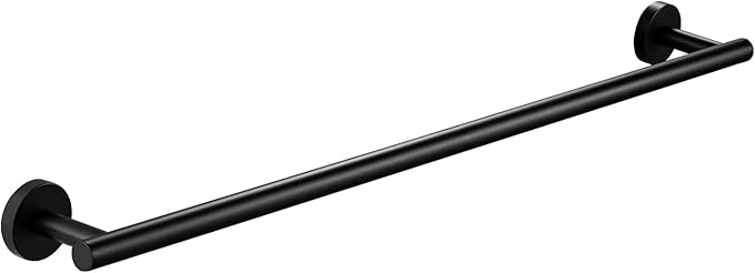 KES 25.2 Inches Black Towel Bar for Bathroom, Hand Towel Holder, Towel Bar Wall Mount, SUS304 Stainless Steel Matte Black, Total Length 27.6 Inch, A2000S70B-BK