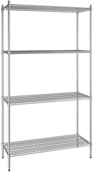 18" x 48" NSF Stainless Steel 4-Shelf Kit with 86" Posts, Heavy Duty Storage Shelving, Wire Shelving Kit, NSF Commercial Storage Rack Unit