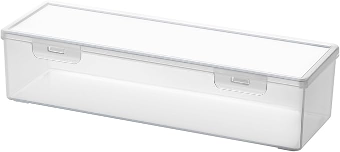 Clear Craft and Art Supply Storage Organizer, Small Deep Strips Container with Lid for Makeup, Paint Brush, Tools, Crayon, Stackable (Clear-1pack)-NeatNest