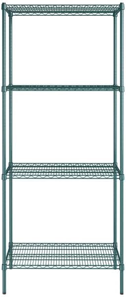 21" x 36" NSF Green Epoxy 4-Shelf Kit with 86" Posts, Heavy Duty Storage Shelving, Wire Shelving Kit, NSF Commercial Storage Rack Unit