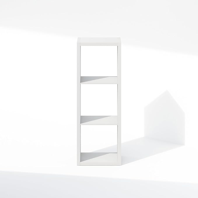 Furinno Cubic Open Back Multipurpose Clothing & Closet Storage Organizer Shelf, 3-Cube, White