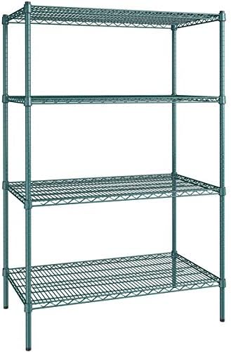 24" x 42" NSF Green Epoxy 4-Shelf Kit with 64" Posts, Heavy Duty Storage Shelving, Wire Shelving Kit, NSF Commercial Storage Rack Unit
