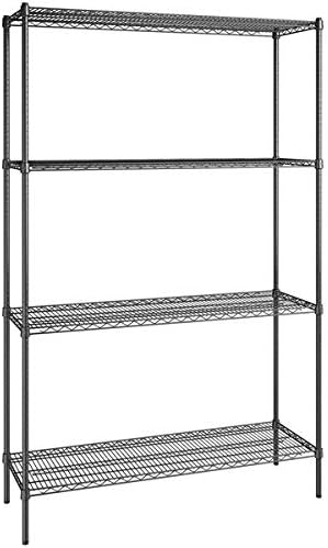 18" x 54" NSF Black Epoxy 4-Shelf Kit with 86" Posts, Heavy Duty Storage Shelving, Wire Shelving Kit, NSF Commercial Storage Rack Unit