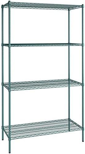21" x 48" NSF Green Epoxy 4-Shelf Kit with 86" Posts, Heavy Duty Storage Shelving, Wire Shelving Kit, NSF Commercial Storage Rack Unit