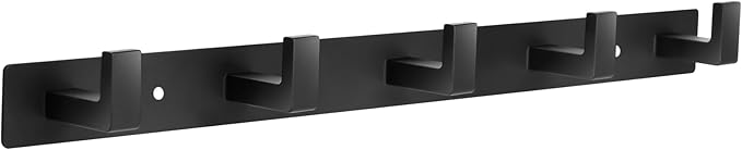 Coat Rack Wall Mount, Metal Coat Hanger with 5 Hooks, Heavy Duty, Black, 1 Pcs-NeatNest