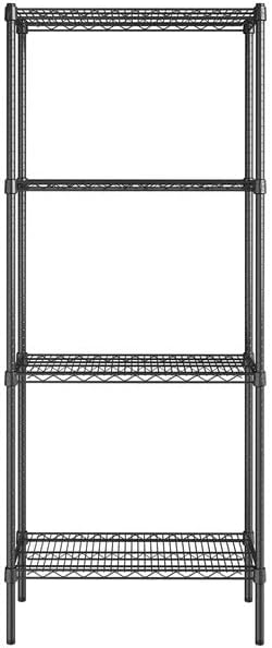 14" x 30" NSF Black Epoxy 4-Shelf Kit with 74" Posts, Heavy Duty Storage Shelving, Wire Shelving Kit, NSF Commercial Storage Rack Unit