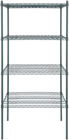 30" x 36" NSF Green Epoxy 4-Shelf Kit with 74" Posts, Heavy Duty Storage Shelving, Wire Shelving Kit, NSF Commercial Storage Rack Unit