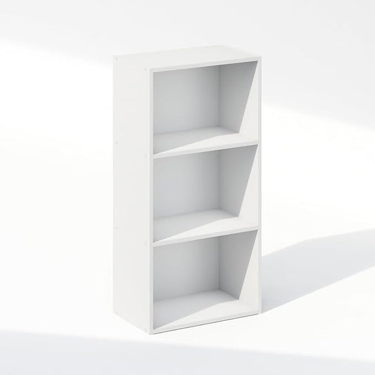 Furinno Reed 3-Tier Open Shelf Multipurpose Closet & Clothing Storage, Storage Organizer, White-NeatNest