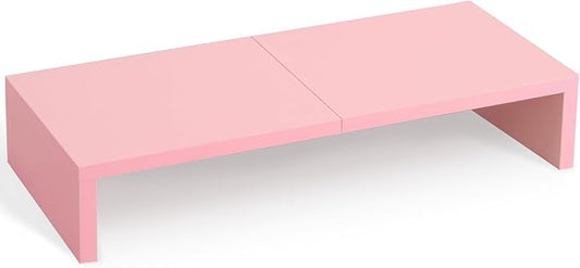TEAMIX Pink Monitor Riser-20L inch, Wood Monitor Stand for Desk, Sturdy TV/Screen/PC/Printer/Laptop Riser,Computer Shelf with Storage TV Holder for Home Office (Pink, 20 inch)-NeatNest
