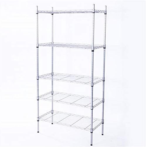 5 Tier Adjustable Storage Shelf Metal Storage Rack Wire Shelving Unit Storage Shelves Metal for Pantry Closet Kitchen Laundry (Silver-5)