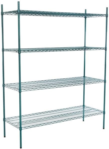 21" x 60" NSF Green Epoxy 4-Shelf Kit with 74" Posts, Heavy Duty Storage Shelving, Wire Shelving Kit, NSF Commercial Storage Rack Unit