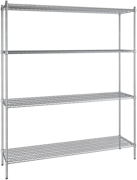 18" x 72" NSF Stainless Steel 4-Shelf Kit with 86" Posts, Heavy Duty Storage Shelving, Wire Shelving Kit, NSF Commercial Storage Rack Unit