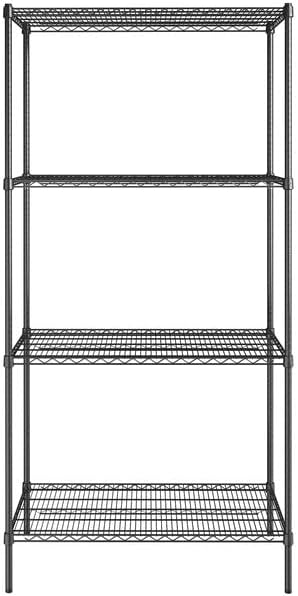 24" x 42" NSF Black Epoxy 4-Shelf Kit with 86" Posts, Heavy Duty Storage Shelving, Wire Shelving Kit, NSF Commercial Storage Rack Unit