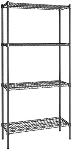 14" x 36" NSF Black Epoxy 4-Shelf Kit with 74" Posts, Heavy Duty Storage Shelving, Wire Shelving Kit, NSF Commercial Storage Rack Unit
