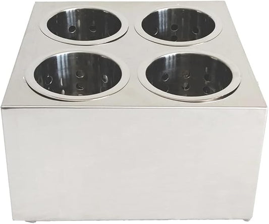 Commercial 4-Hole Stainless Steel Cylinder Flatware Silverware Utensil Holder Organizer Canddy-NeatNest