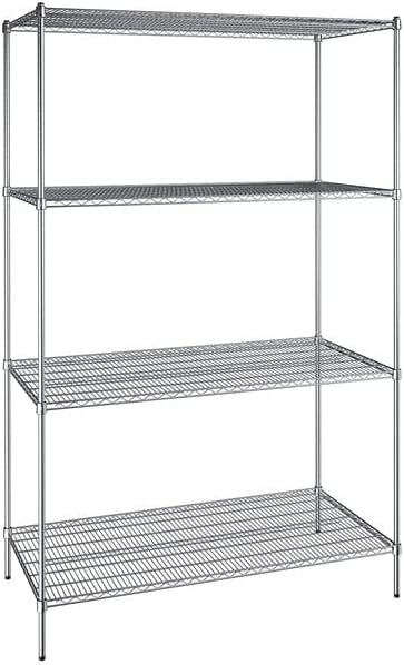 30" x 60" NSF Chrome 4-Shelf Kit with 96" Posts, Heavy Duty Storage Shelving, Wire Shelving Kit, NSF Commercial Storage Rack Unit