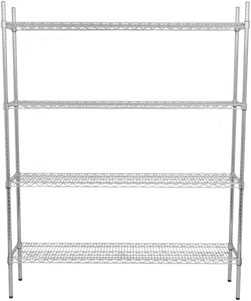 14" x 60" NSF Chrome 4-Shelf Kit with 74" Posts, Heavy Duty Storage Shelving, Wire Shelving Kit, NSF Commercial Storage Rack Unit