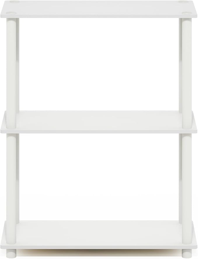 Furinno Turn-N-Tube 3-Tier Compact Multipurpose Shelf Display Rack, White/White-NeatNest