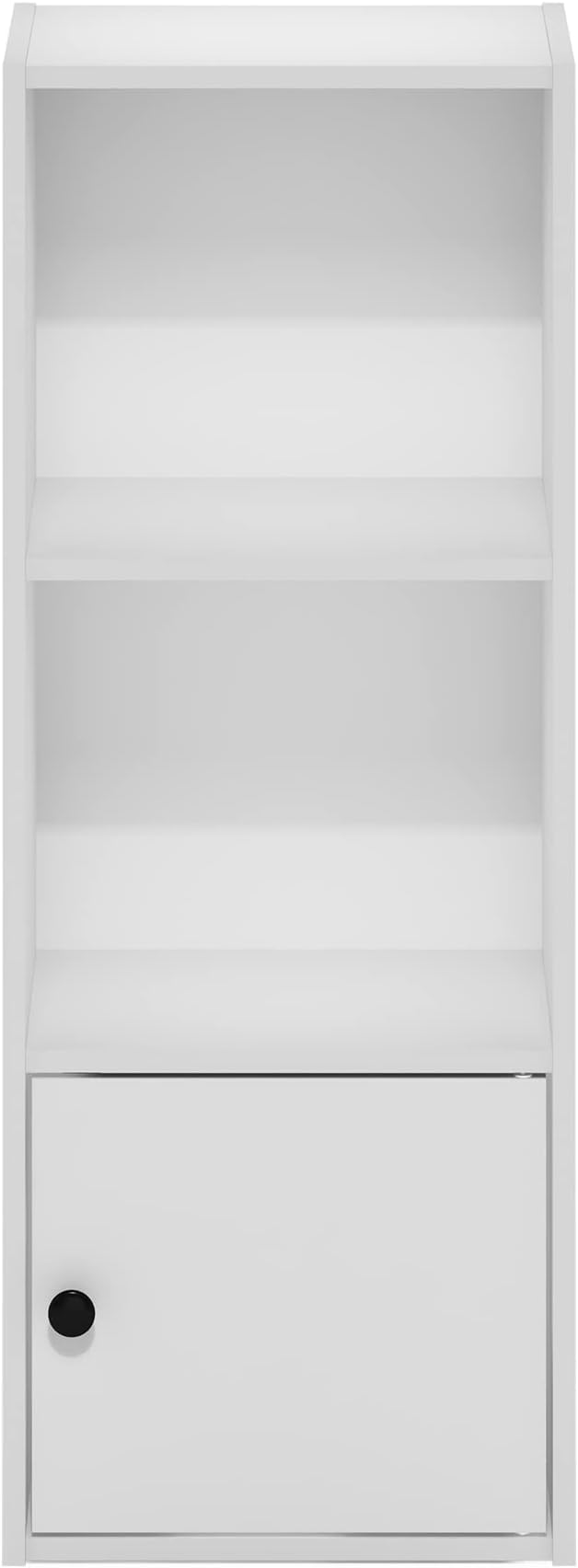 Furinno Luder Shelf Bookcase with 1 Door Storage Cabinet, White-NeatNest