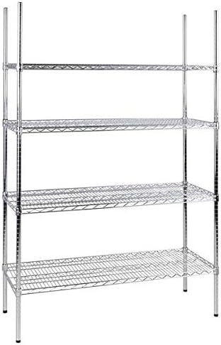 18" x 48" NSF Chrome 4-Shelf Kit with 74" Posts, Heavy Duty Storage Shelving, Wire Shelving Kit, NSF Commercial Storage Rack Unit