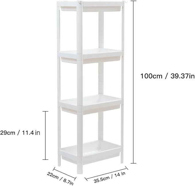 HIEEY 4 Tier Bathroom Shelf,Bathroom Rack, Shelves Organizer, for Bathroom Laundry Pantry Kitchen Narrow Places-NeatNest