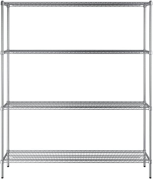 14" x 72" NSF Chrome 4-Shelf Kit with 86" Posts, Heavy Duty Storage Shelving, Wire Shelving Kit, NSF Commercial Storage Rack Unit