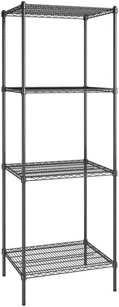 24" x 30" NSF Black Epoxy 4-Shelf Kit with 86" Posts, Heavy Duty Storage Shelving, Wire Shelving Kit, NSF Commercial Storage Rack Unit