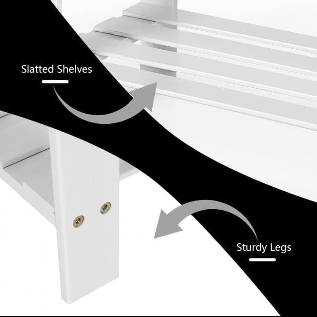 Safeplus 27.5" Bamboo Shoe Rack Bench, 3-Tier Entryway Shoe Organizer, Storage Shelf for Shoes, Slippers, Holds up to 220lbs for Hallway Bathroom Living Room Balcony
